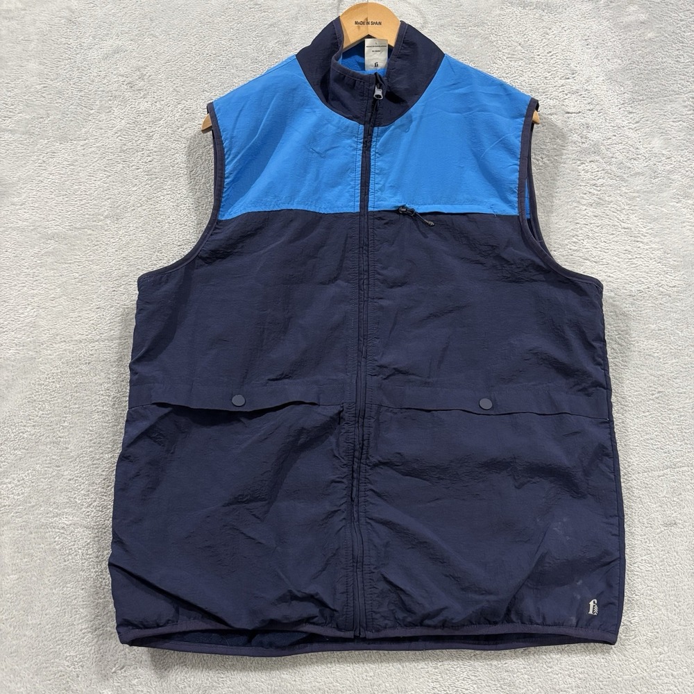 Fielder Bonobos Reversible Vest Men's Large Cargo Pockets Blue Fleece Outdoor